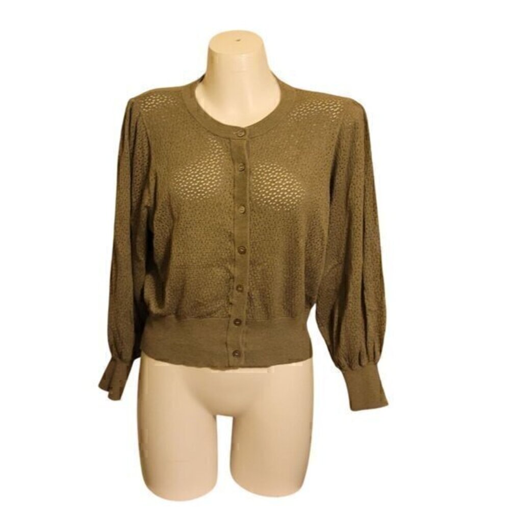 ATM Anthony Thomas Melillo Cardigan Sweater Cashmere Green L